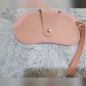 Pink Pebbled Wristlet Cosmetic Case with Snap Closure